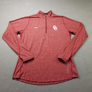 Oklahoma Sooners Nike 1/4 Zip Pullover Womens Size XL Red Heather Thumb Hole